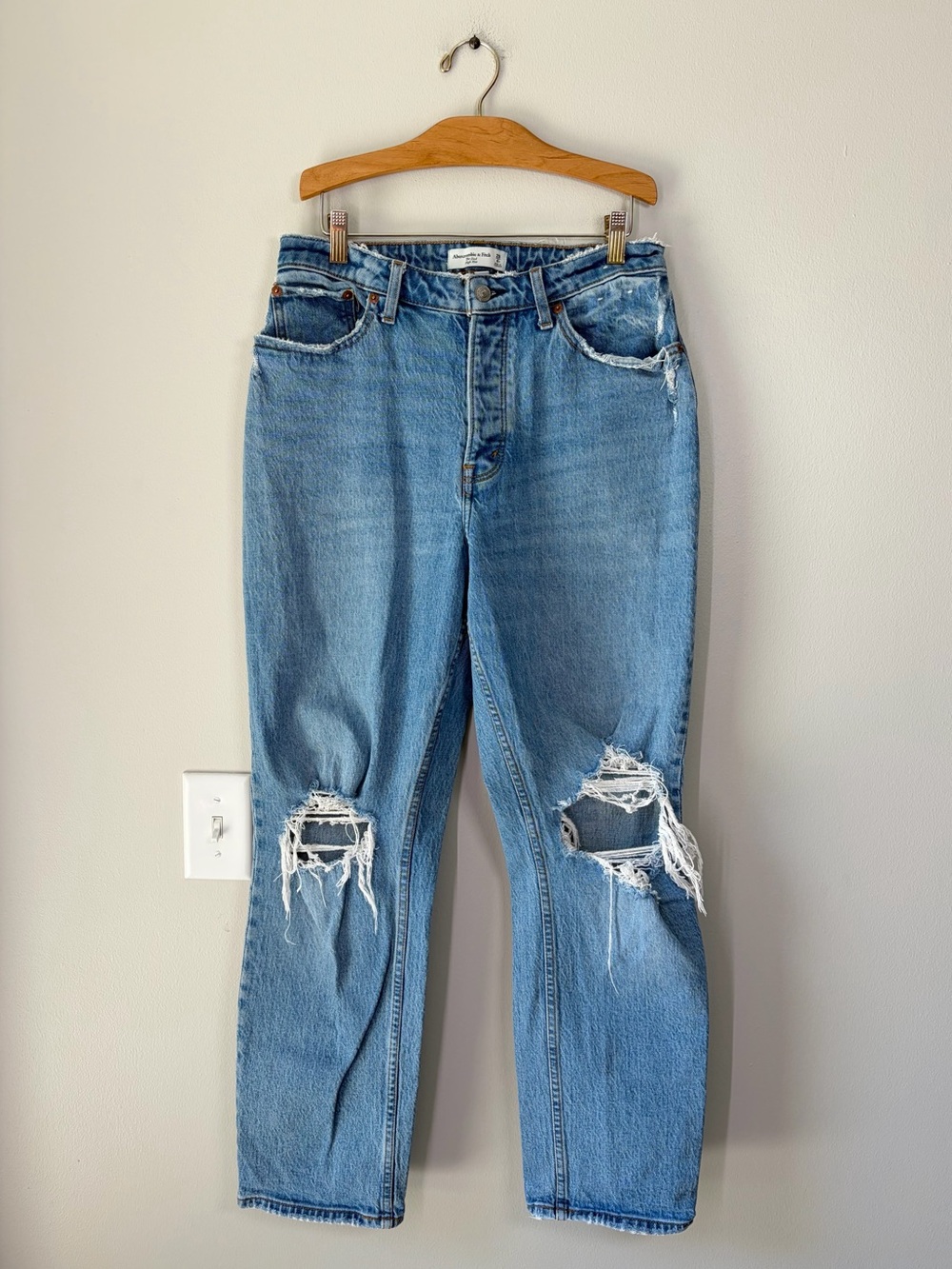 Abercrombie & Fitch Curve Love The Dad High Rise Distressed Jeans Size 28/6